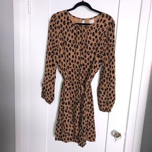 Leopard Print Long Sleeve Dress